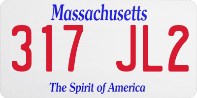 MA license plate 317JL2