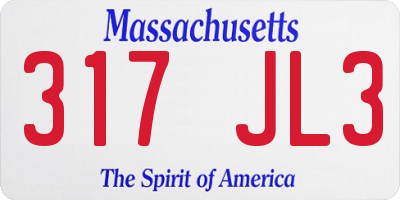 MA license plate 317JL3