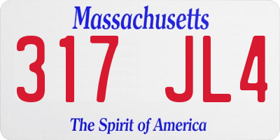 MA license plate 317JL4