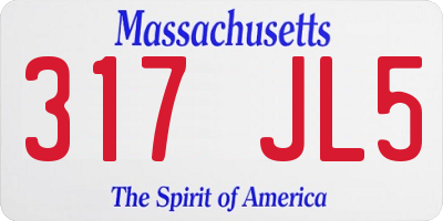 MA license plate 317JL5