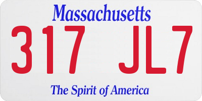 MA license plate 317JL7