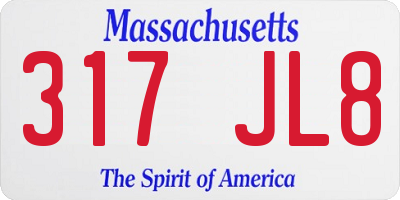 MA license plate 317JL8