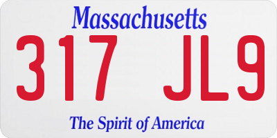 MA license plate 317JL9