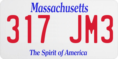 MA license plate 317JM3