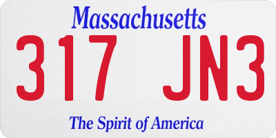 MA license plate 317JN3