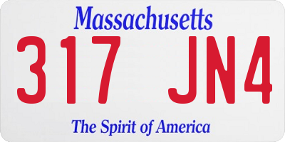 MA license plate 317JN4
