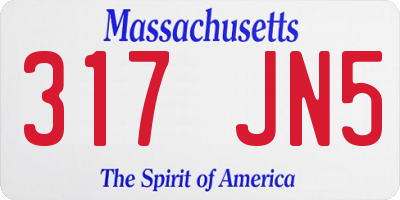 MA license plate 317JN5
