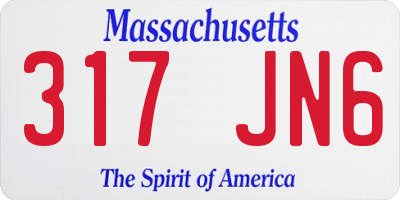 MA license plate 317JN6