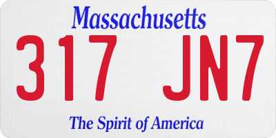 MA license plate 317JN7