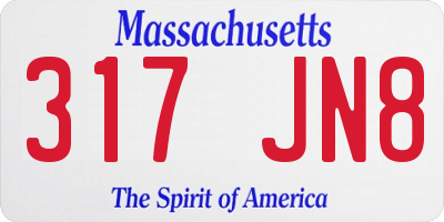MA license plate 317JN8