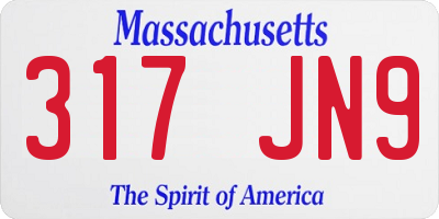 MA license plate 317JN9