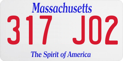 MA license plate 317JO2