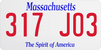 MA license plate 317JO3