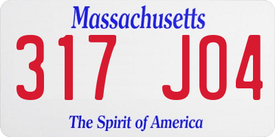 MA license plate 317JO4