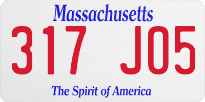 MA license plate 317JO5