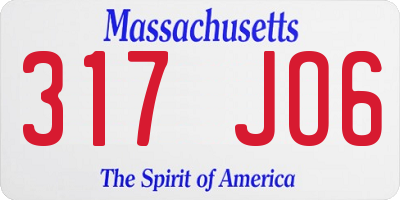 MA license plate 317JO6