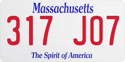 MA license plate 317JO7