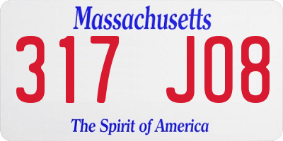 MA license plate 317JO8