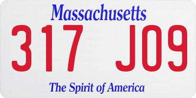 MA license plate 317JO9