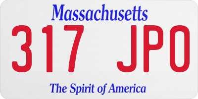 MA license plate 317JP0