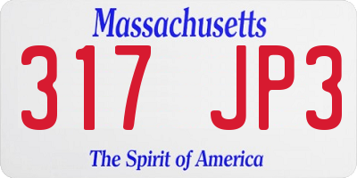 MA license plate 317JP3