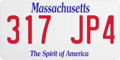 MA license plate 317JP4