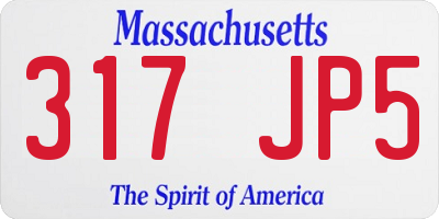 MA license plate 317JP5