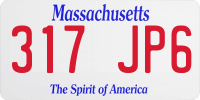 MA license plate 317JP6