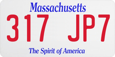MA license plate 317JP7
