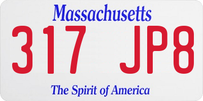 MA license plate 317JP8