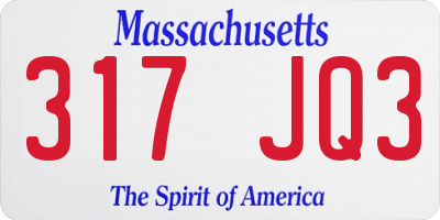 MA license plate 317JQ3