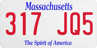 MA license plate 317JQ5
