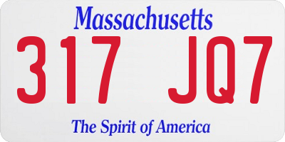 MA license plate 317JQ7