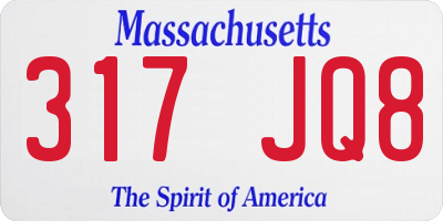 MA license plate 317JQ8