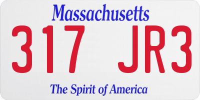 MA license plate 317JR3