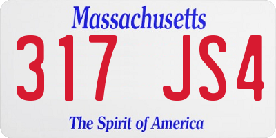 MA license plate 317JS4