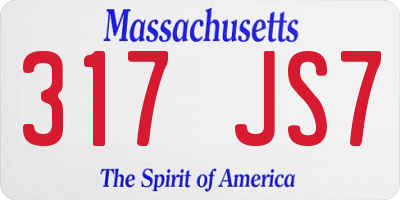 MA license plate 317JS7