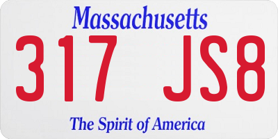 MA license plate 317JS8