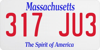 MA license plate 317JU3