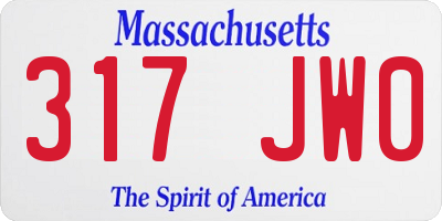 MA license plate 317JW0