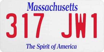 MA license plate 317JW1