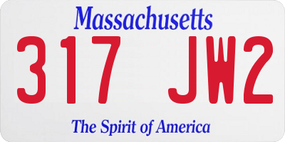 MA license plate 317JW2