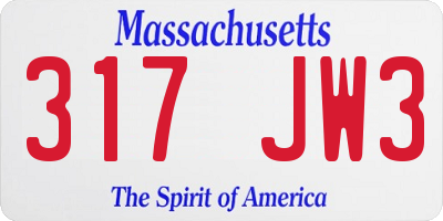 MA license plate 317JW3