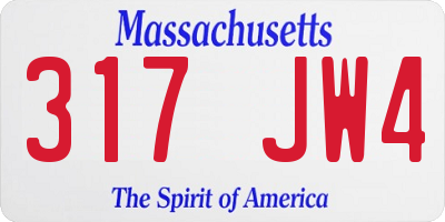MA license plate 317JW4