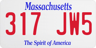 MA license plate 317JW5