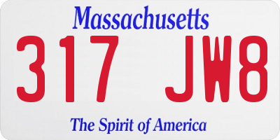 MA license plate 317JW8