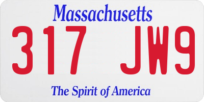 MA license plate 317JW9