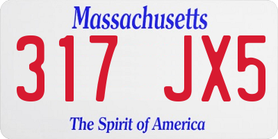 MA license plate 317JX5