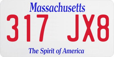 MA license plate 317JX8