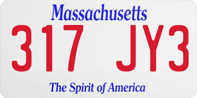 MA license plate 317JY3